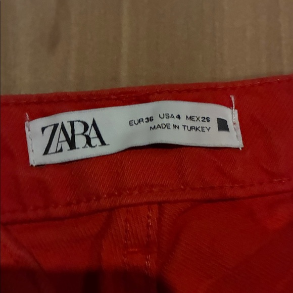 Zara Women's Bright Red Flare Jeans with raw hem - Picture 4 of 7